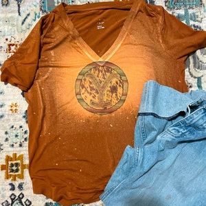 Upcycled hand bleached and sublimated t-shirt size woman’s medium